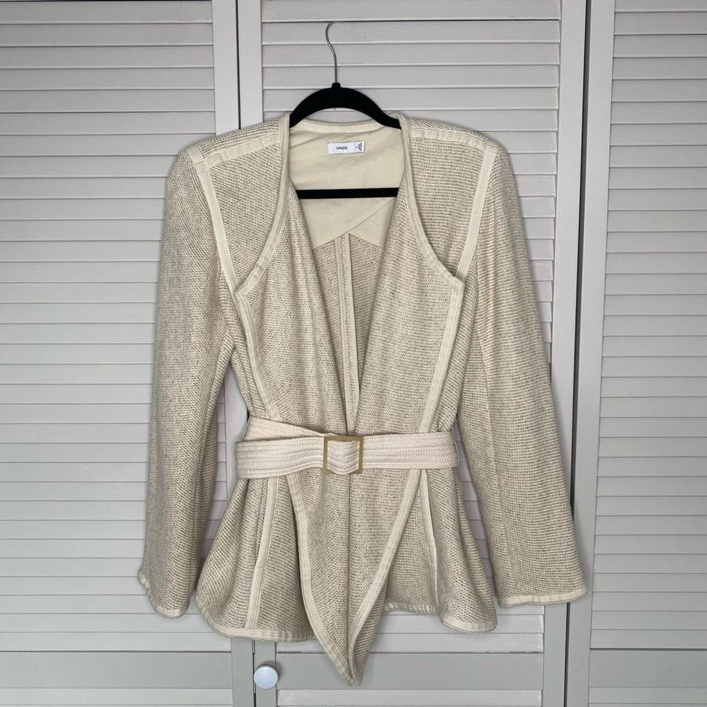 Vince Woven Blazer Cotton Linen Blend